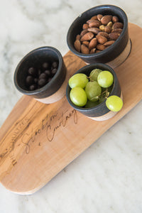 Olive Wood Cheese Board and Nesting Bowl Set