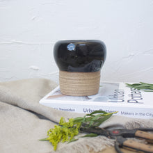 Load image into Gallery viewer, Pedestal Pots - Set of 2 - Black Glaze on Natural Clay Body
