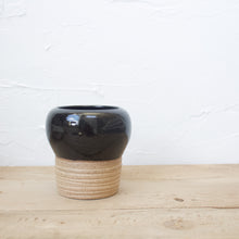 Load image into Gallery viewer, Pedestal Pots - Set of 2 - Black Glaze on Natural Clay Body
