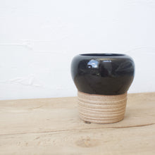 Load image into Gallery viewer, Pedestal Pots - Set of 2 - Black Glaze on Natural Clay Body
