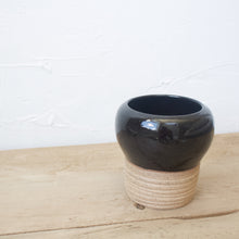 Load image into Gallery viewer, Pedestal Pots - Set of 2 - Black Glaze on Natural Clay Body
