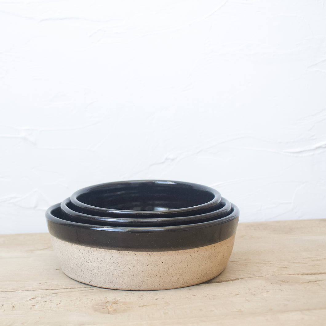 Nesting Baking Set - Black Glaze on Natural Clay Body