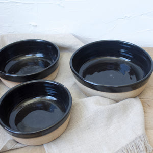 Nesting Baking Set - Black Glaze on Natural Clay Body