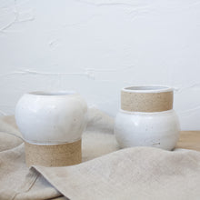 Load image into Gallery viewer, Pedestal Pots - Set of 2 - White Glaze on Natural Clay Body
