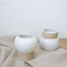 Load image into Gallery viewer, Pedestal Pots - Set of 2 - White Glaze on Natural Clay Body
