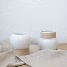 Load image into Gallery viewer, Pedestal Pots - Set of 2 - White Glaze on Natural Clay Body
