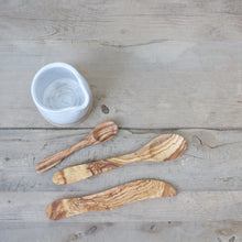 Load image into Gallery viewer, Pitcher with Olive Wood Garnish Utensils - White Glaze on Natural Clay Body
