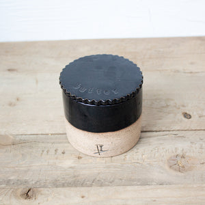 French Butter Urn - Black Glaze on Natural Clay Body