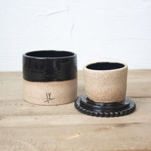 Load image into Gallery viewer, French Butter Urn - Black Glaze on Natural Clay Body
