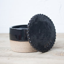 Load image into Gallery viewer, Salt Cellar - Black Glaze on Natural Clay Body
